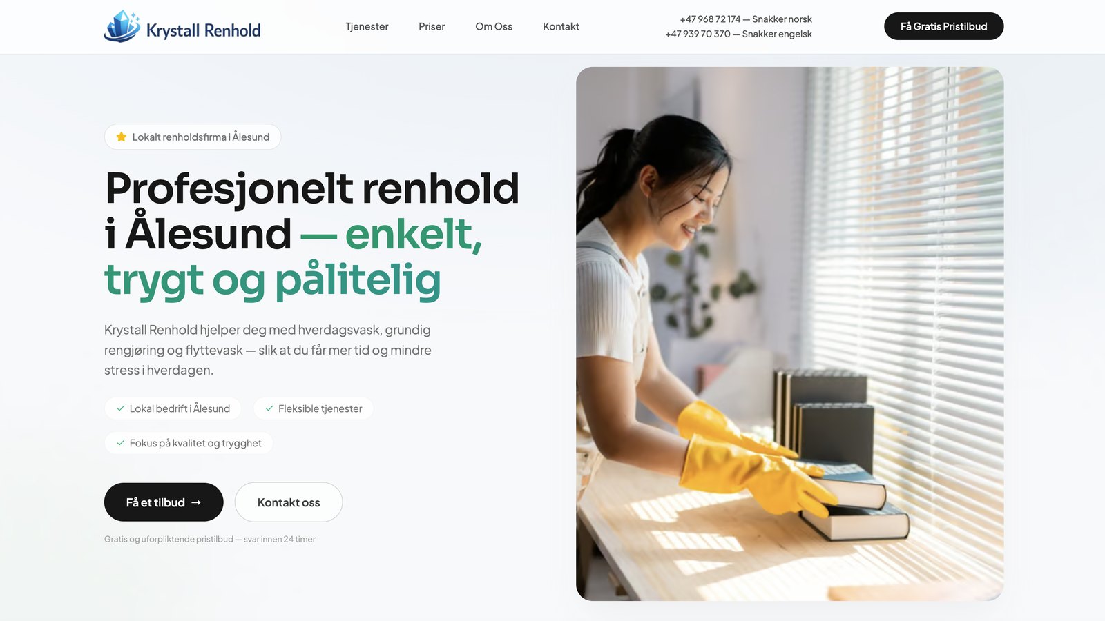Nettside for Krystall Renhold