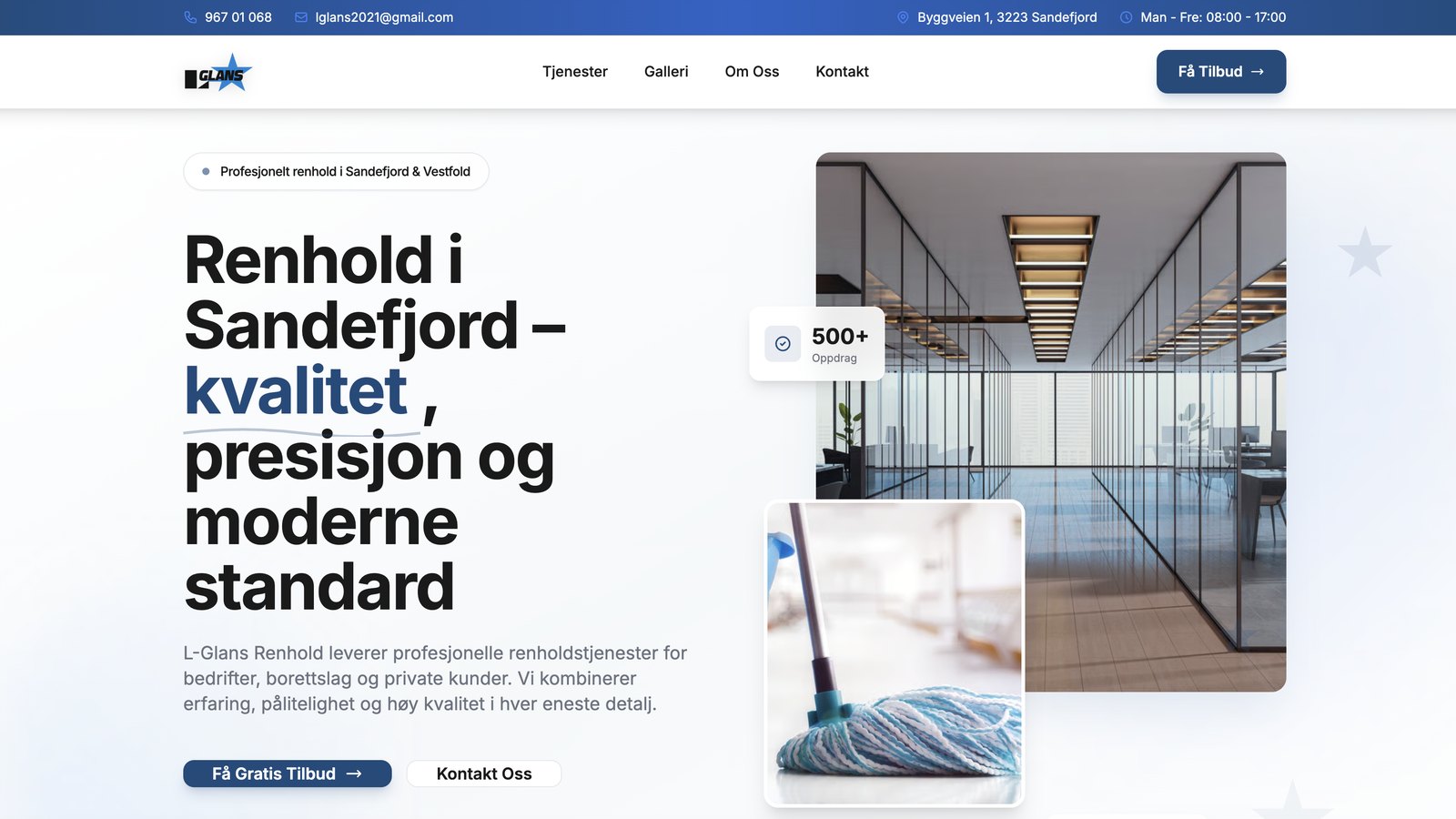 Nettside for L-Glans Renhold