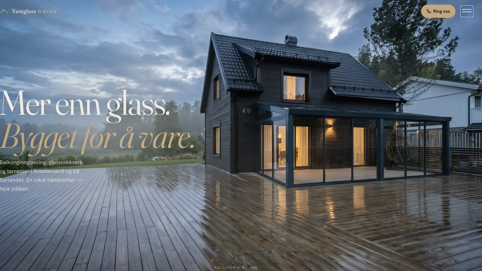 Nettside for Vestglass & Bygg
