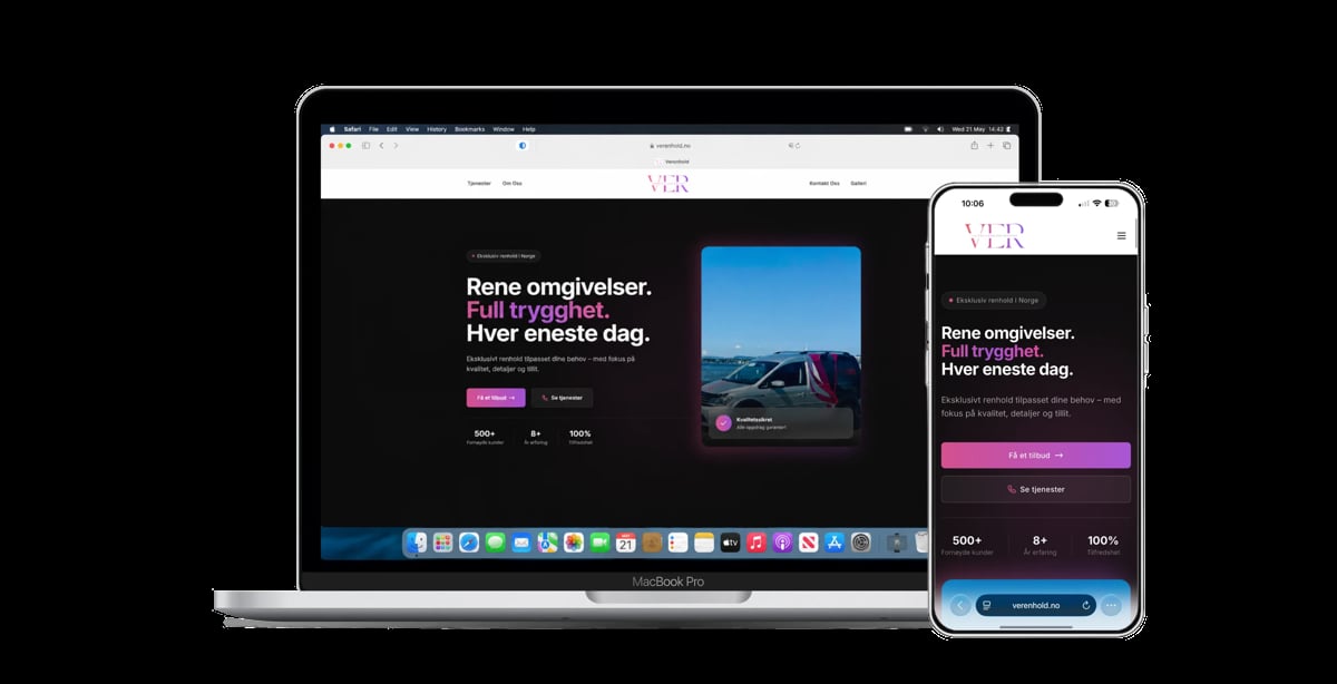Victoria Eksklusiv Renhold nettside laget av Nordic Web Agency